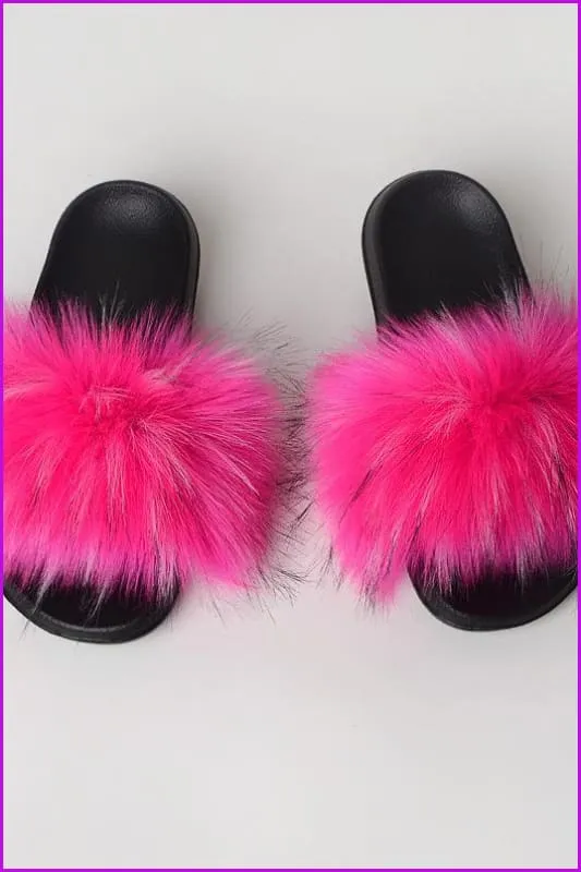 {5-7 days wait for make} New Color Faux Raccoon Fur Slides F602