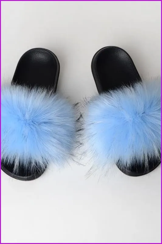 {5-7 days wait for make} New Color Faux Raccoon Fur Slides F602