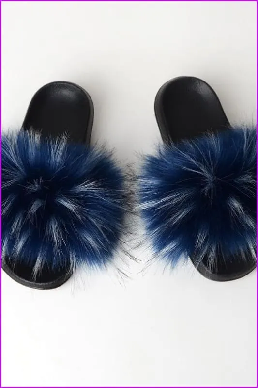 {5-7 days wait for make} New Color Faux Raccoon Fur Slides F602