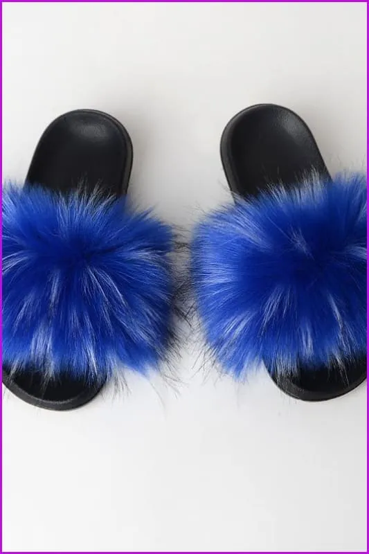 {5-7 days wait for make} New Color Faux Raccoon Fur Slides F602