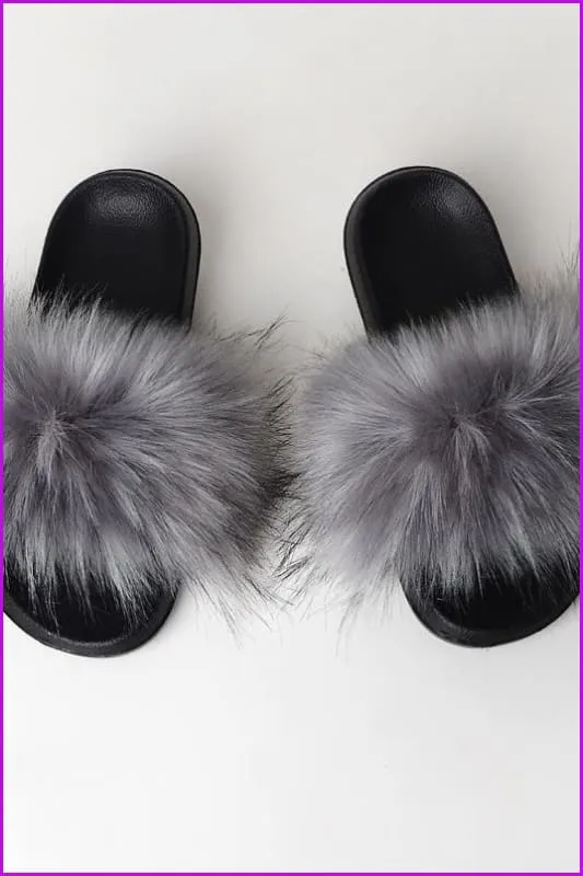 {5-7 days wait for make} New Color Faux Raccoon Fur Slides F602