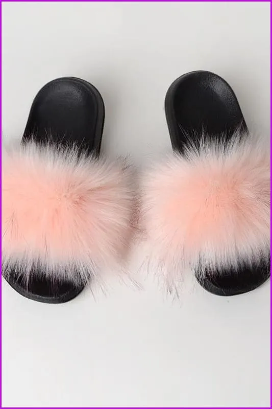 {5-7 days wait for make} New Color Faux Raccoon Fur Slides F602