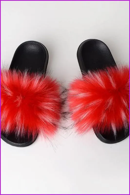 {5-7 days wait for make} New Color Faux Raccoon Fur Slides F602