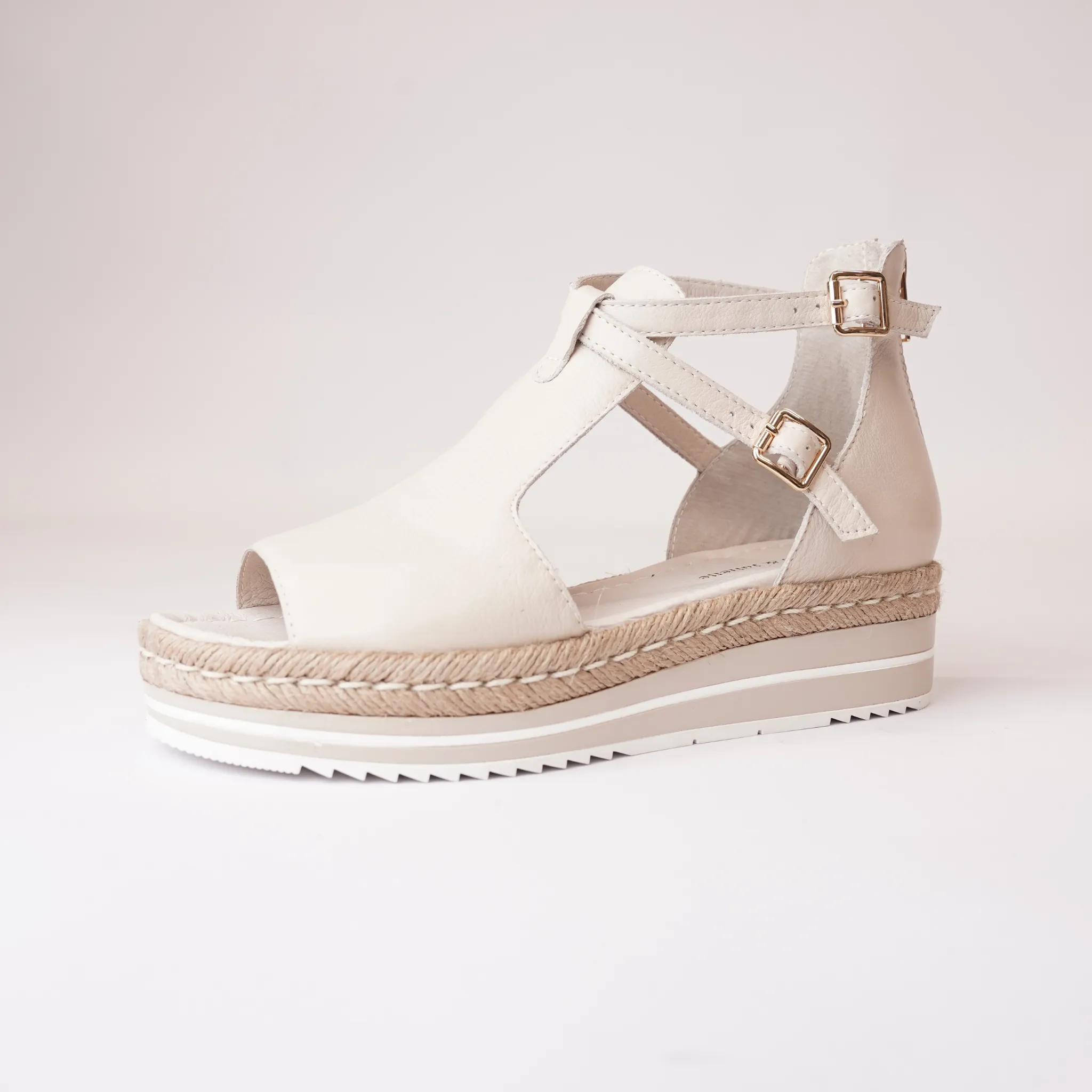 Alexys Vanilla Leather Platform Sandals