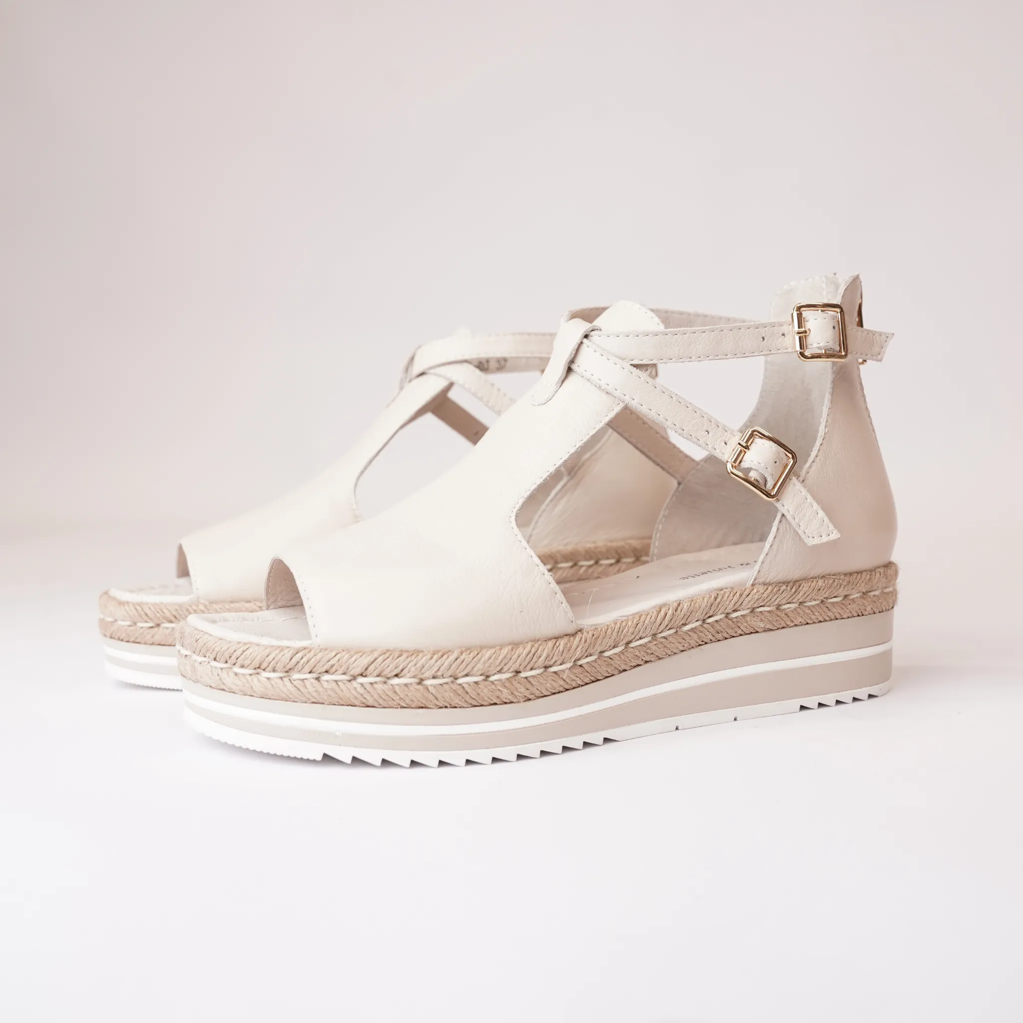 Alexys Vanilla Leather Platform Sandals