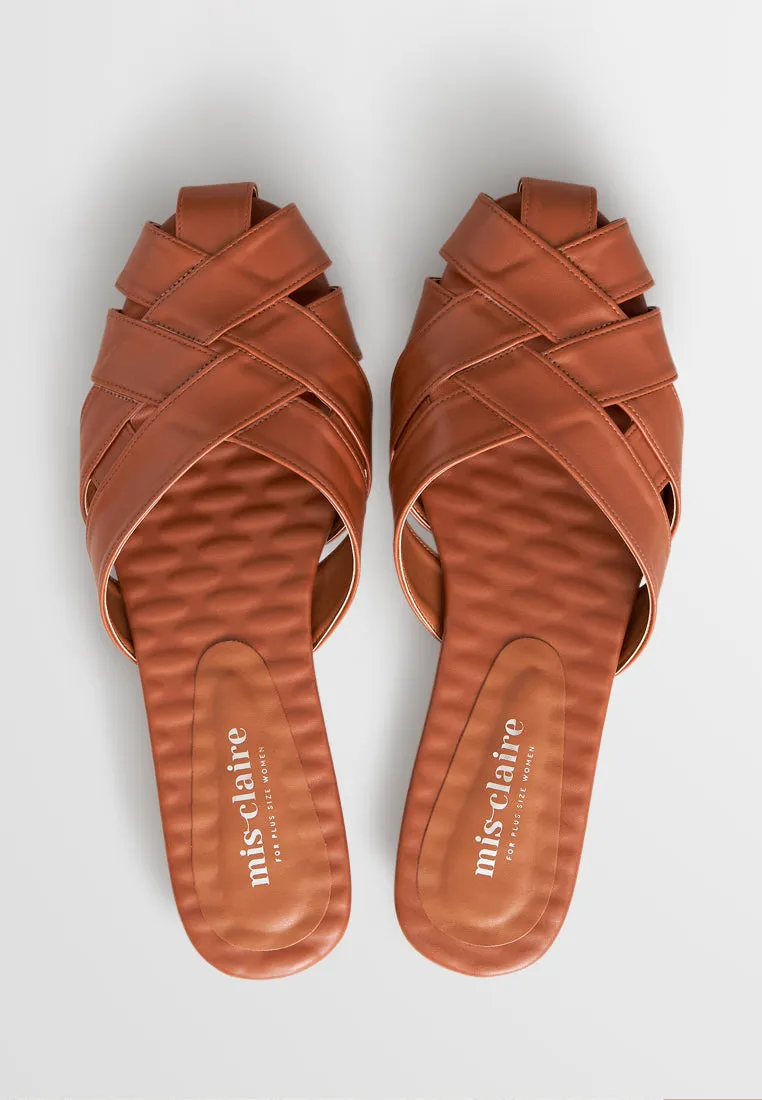 Anyam Woven-like Slip on Sandals - Brown