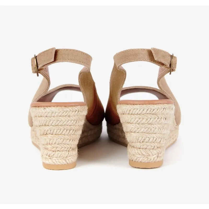 Barbour Nadia Suede Ladies Espadrille Wedge - Sand