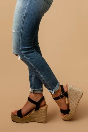 Becca Espadrille Wedges (Black) | FINAL SALE