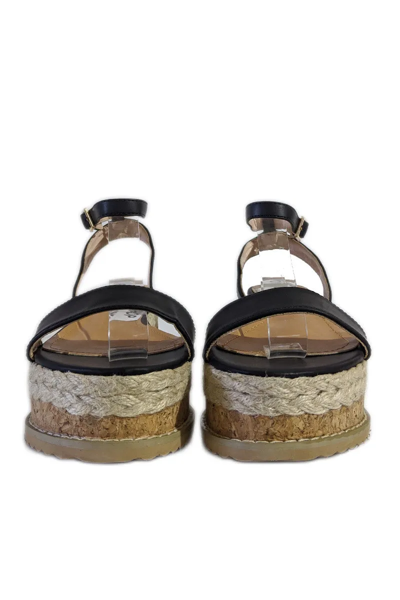 Black Flatform Espadrille Sandals