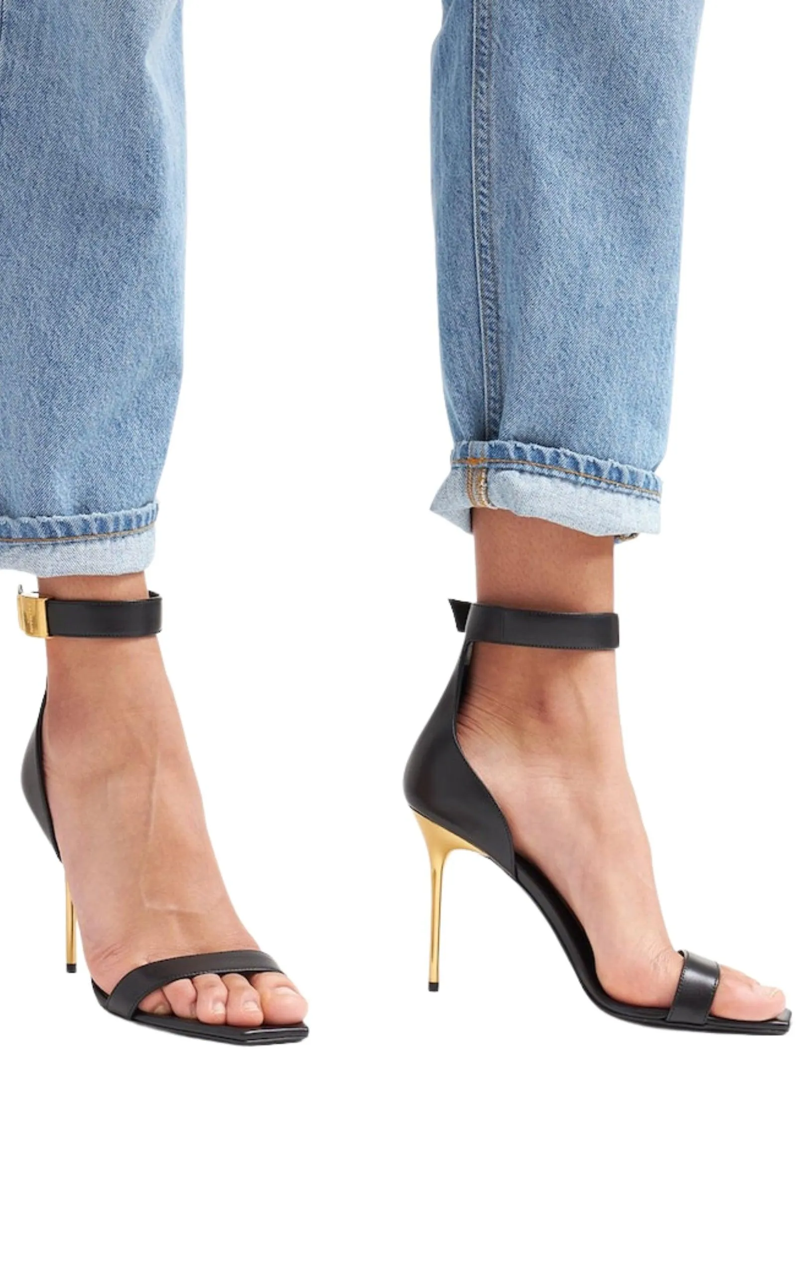 Black Leather Uma Sandals