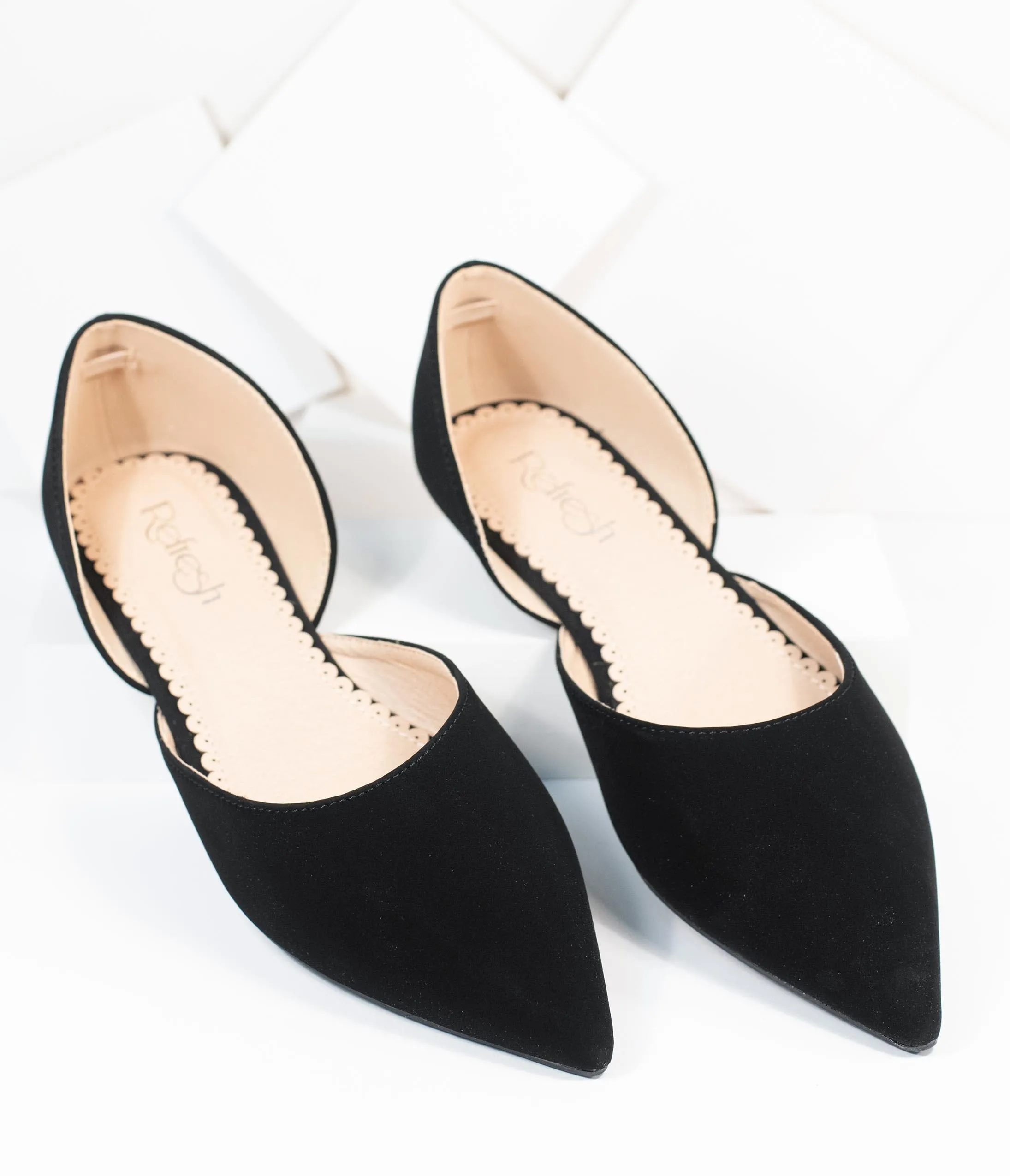 Black Suede Pointed Toe Flats