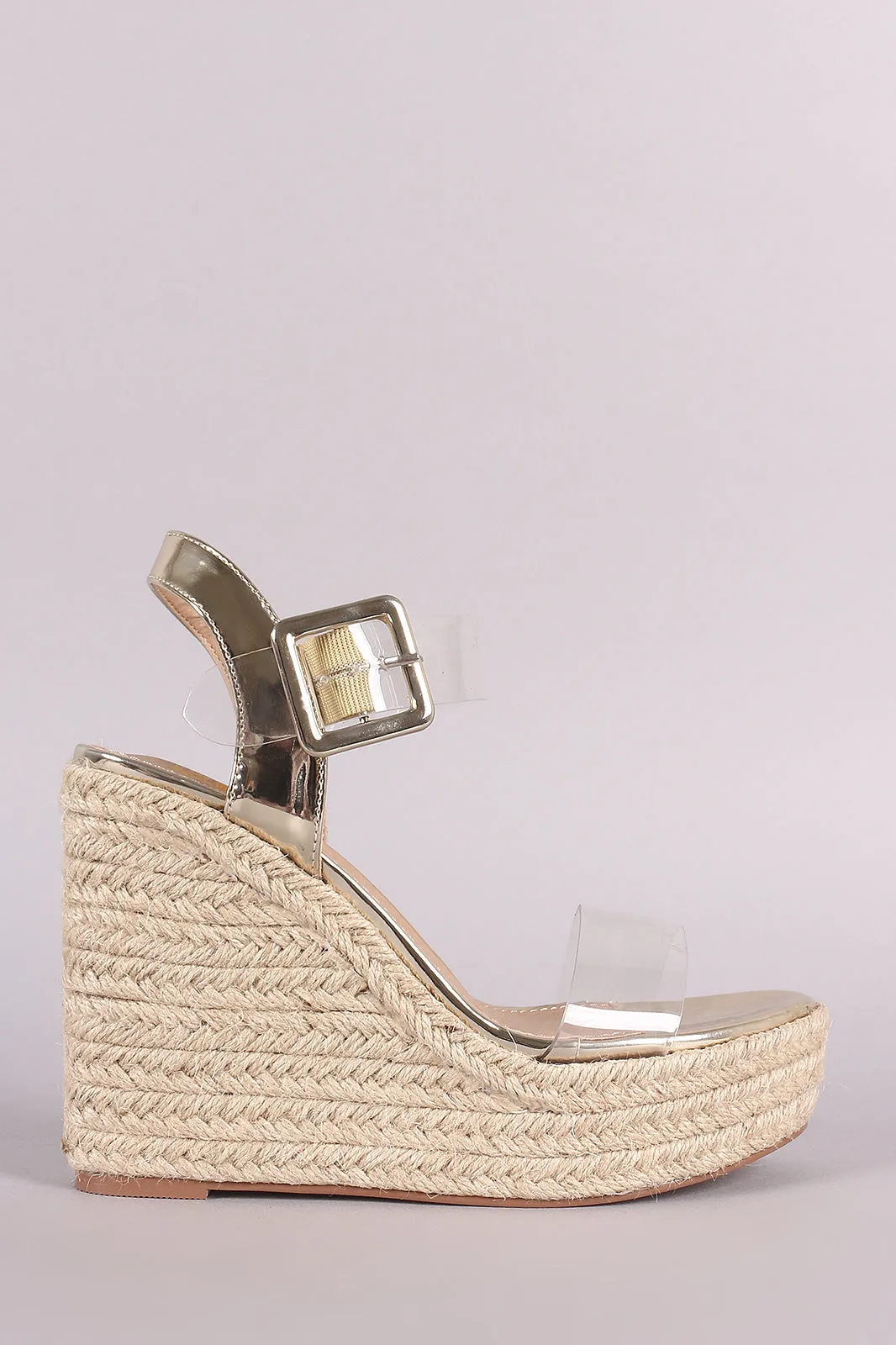 Clear Open Toe Espadrille Platform Wedge