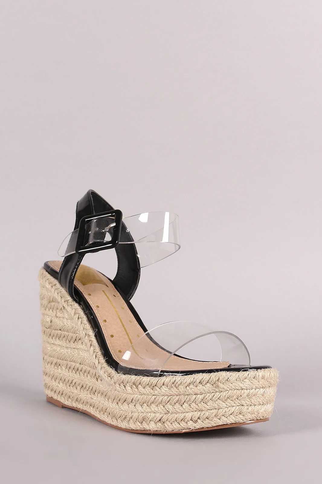 Clear Open Toe Espadrille Platform Wedge