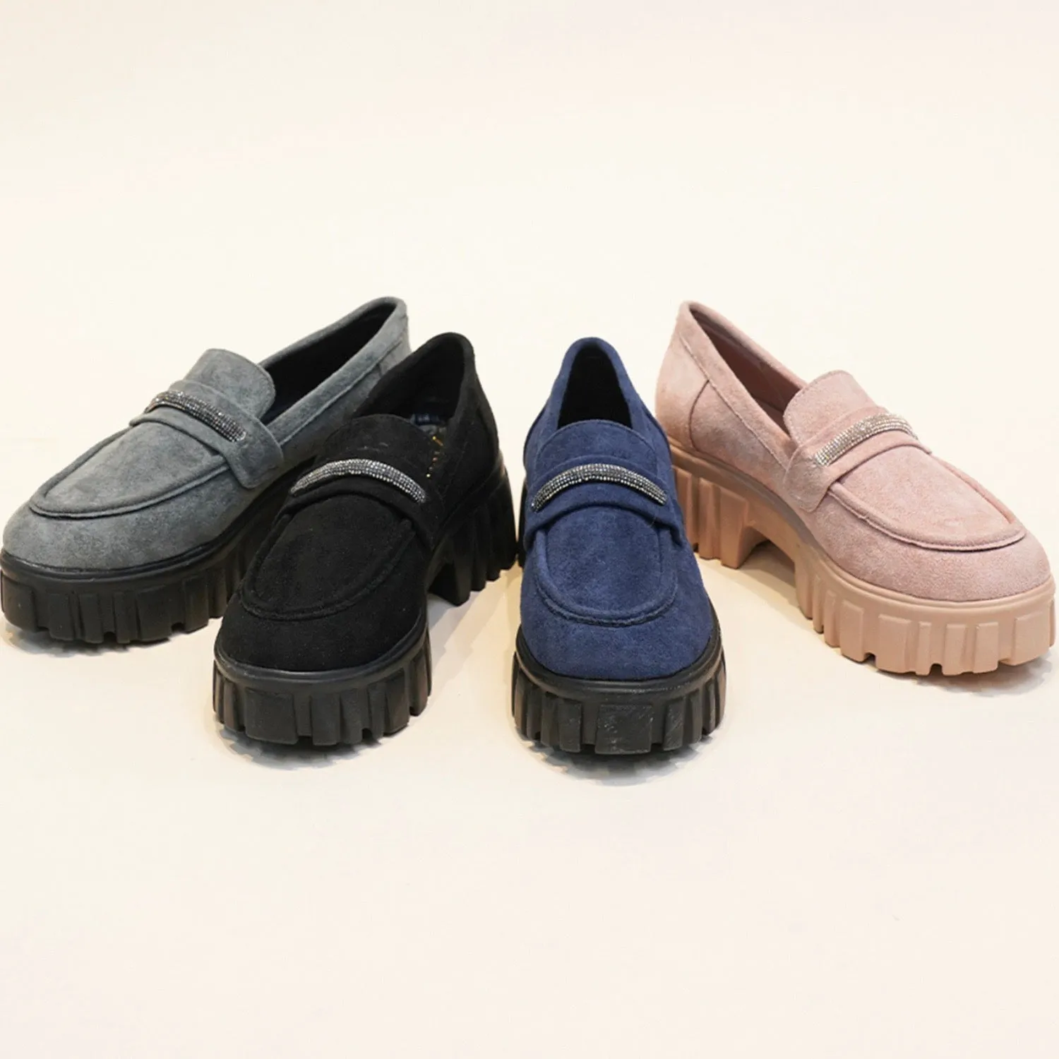 Denim Blue Suede Slip on Loafers