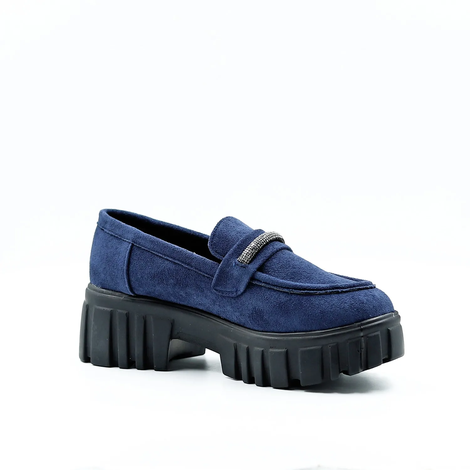 Denim Blue Suede Slip on Loafers