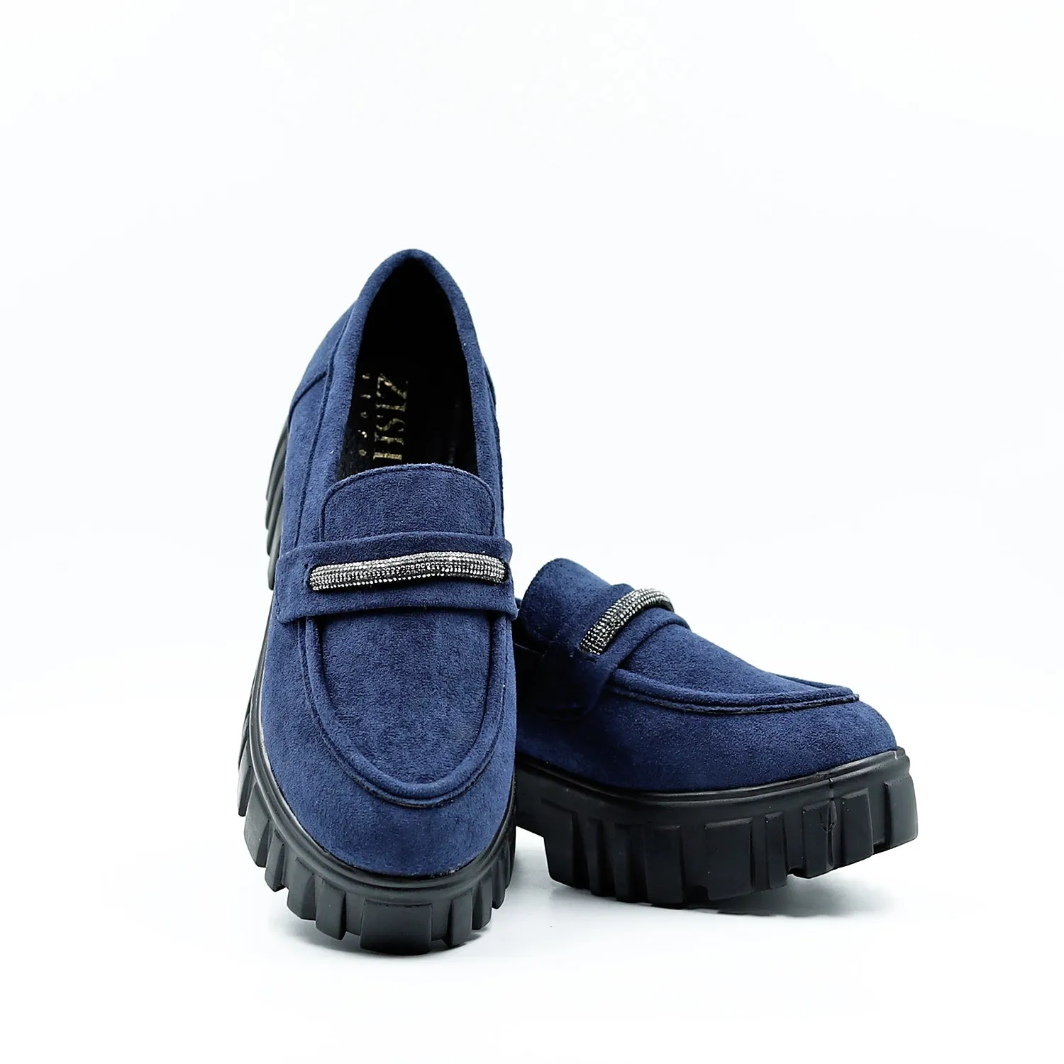 Denim Blue Suede Slip on Loafers