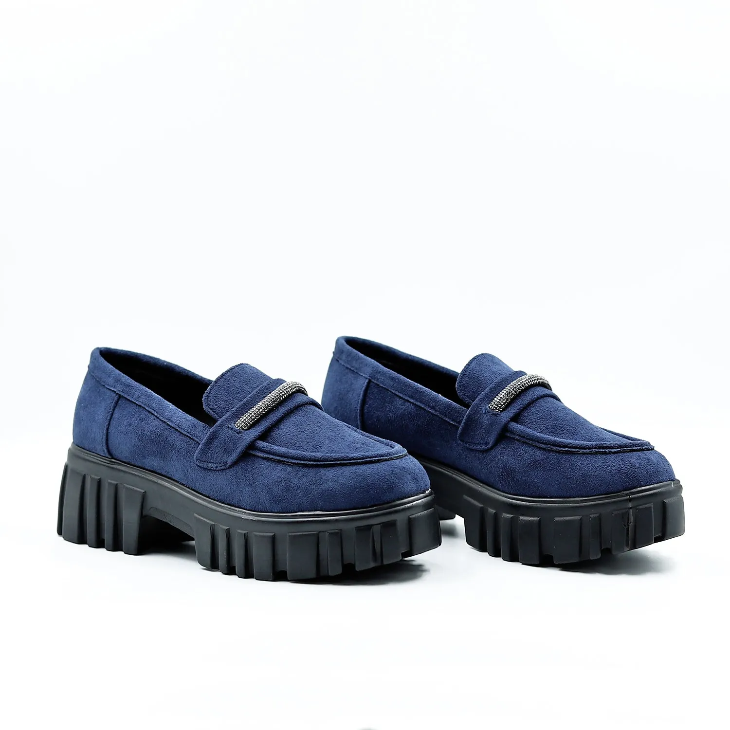 Denim Blue Suede Slip on Loafers