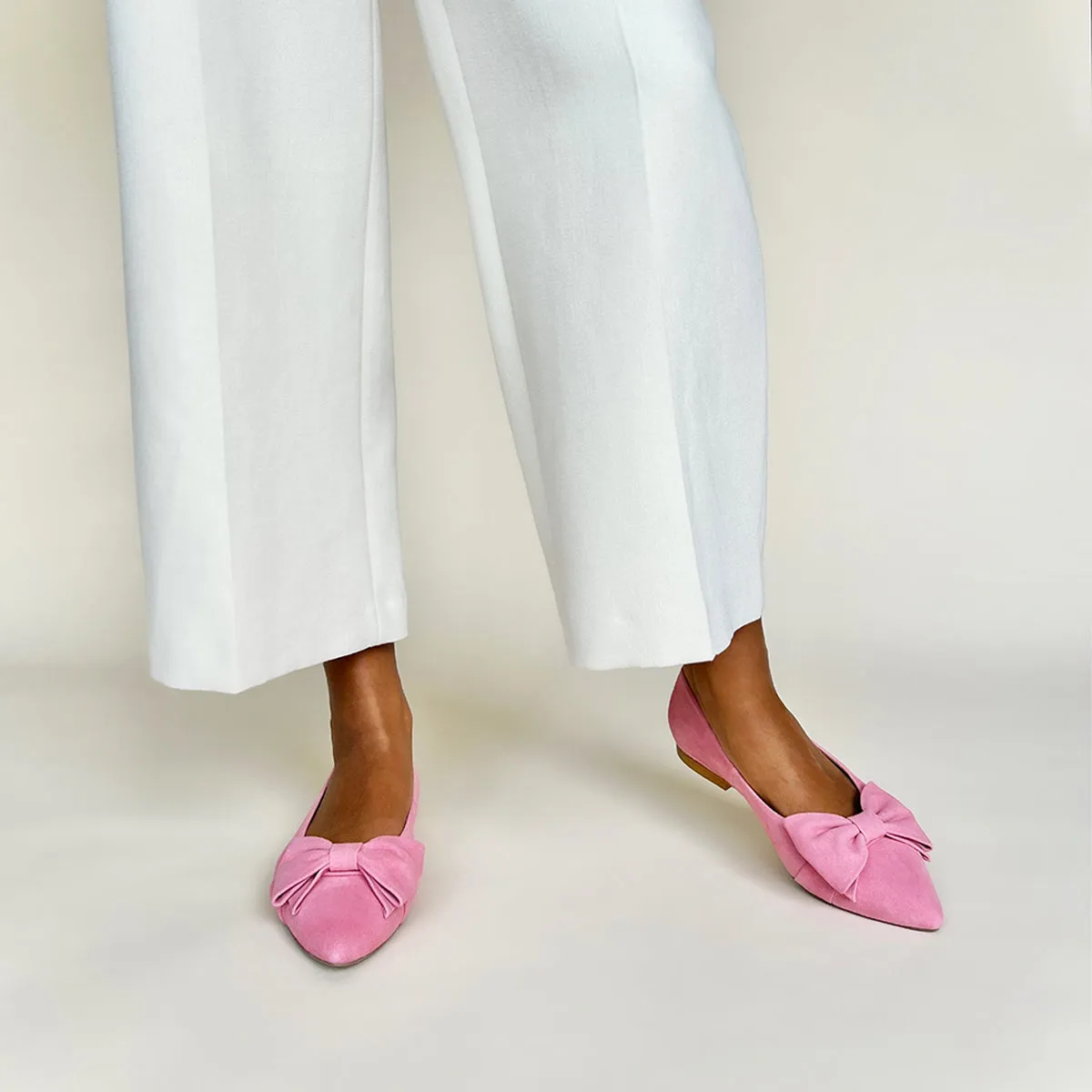 Dionne Extra-Wide Fit Flats - Pink Suede