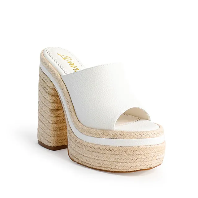 DIXIE-1 White Faux Leather - Open Toe