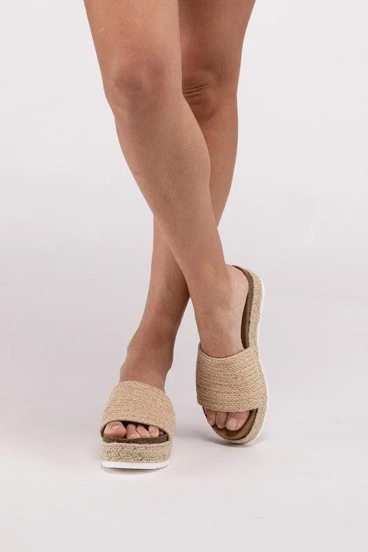 Espadrille Flatform Slide Sandals