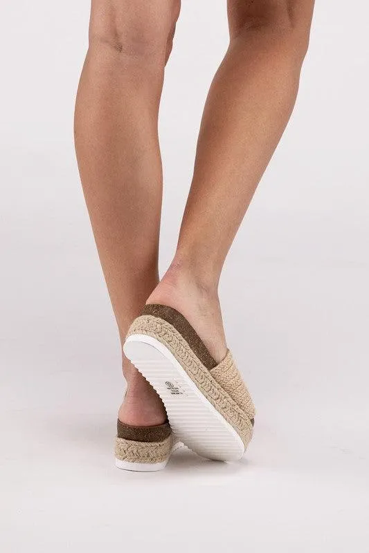 Espadrille Flatform Slide Sandals