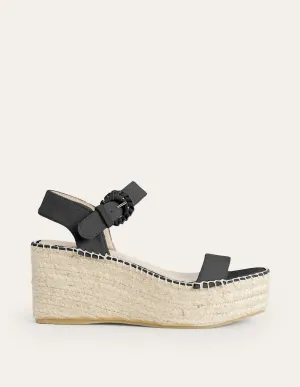 Espadrille Wedges-Black Suede