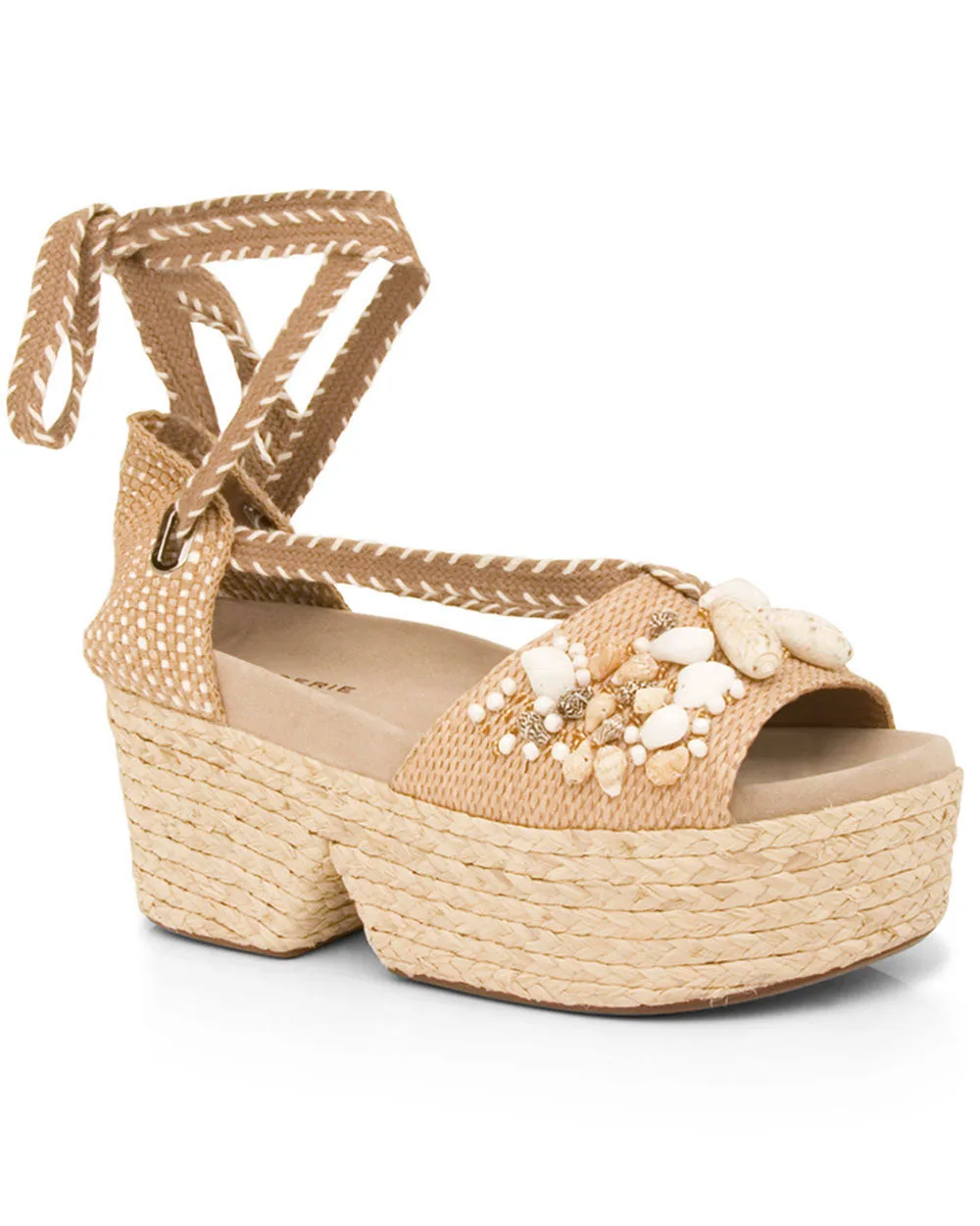 Evat Platform Espadrille Sandal in Sand