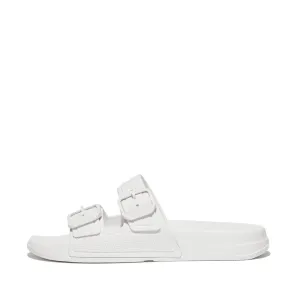 FitFlop iQushion Two Bar Buckle Slides White