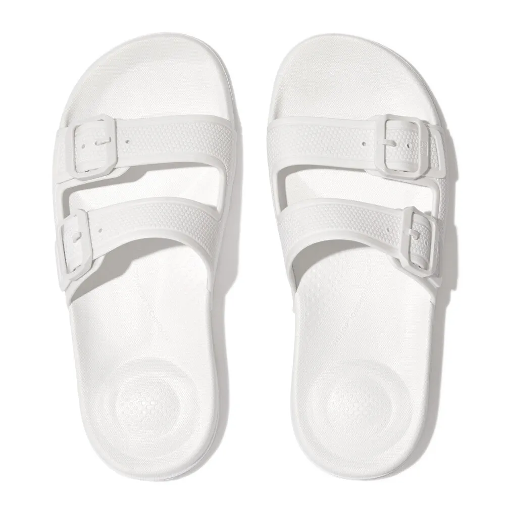 FitFlop iQushion Two Bar Buckle Slides White