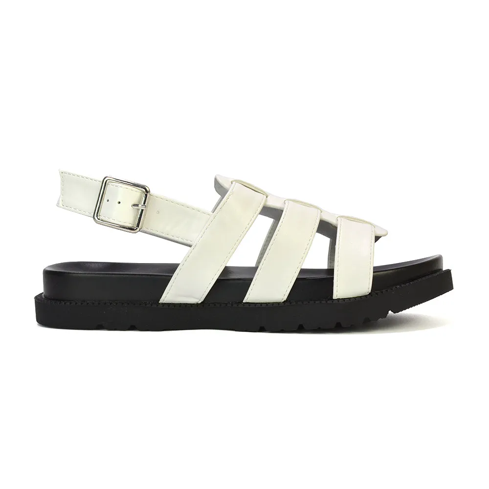 Gayna Strappy Slingback Flatform Casual Summer Chunky Sandals in Black