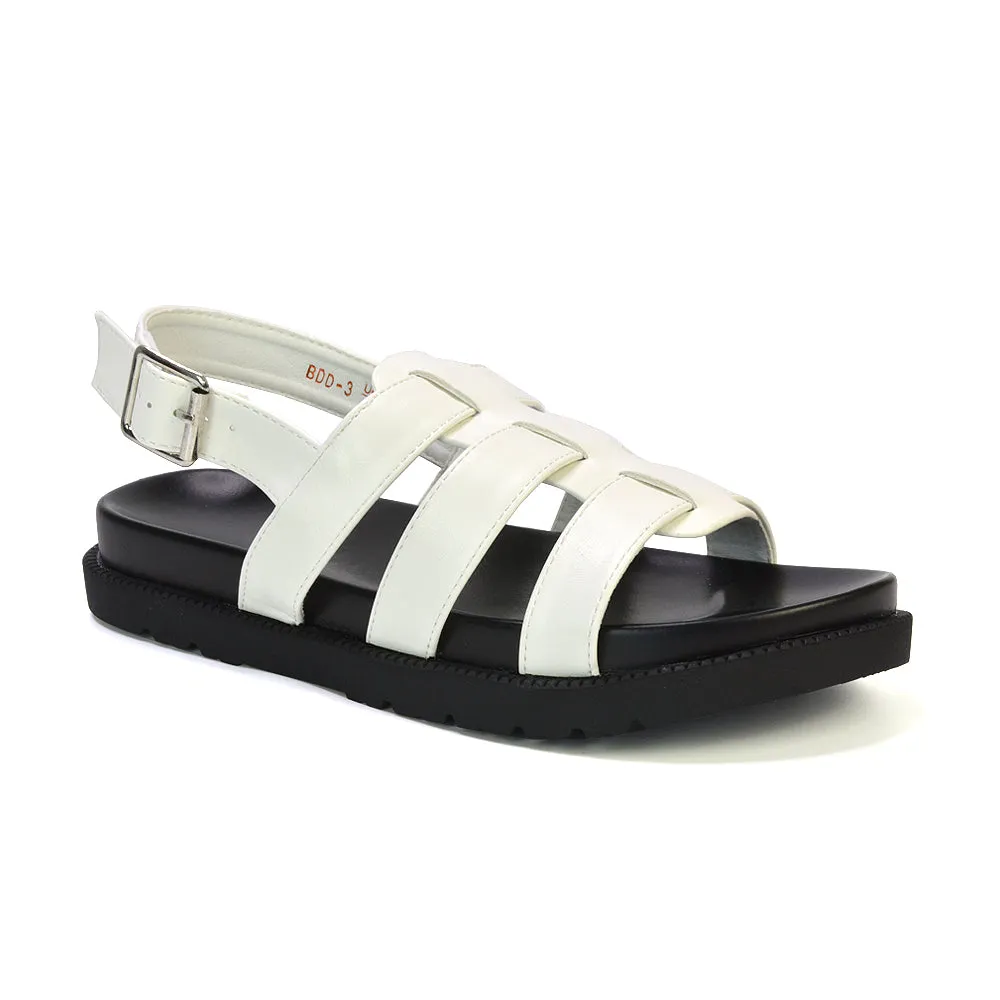 Gayna Strappy Slingback Flatform Casual Summer Chunky Sandals in Black