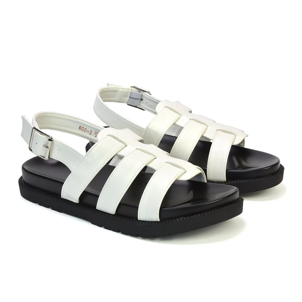 Gayna Strappy Slingback Flatform Casual Summer Chunky Sandals in Black