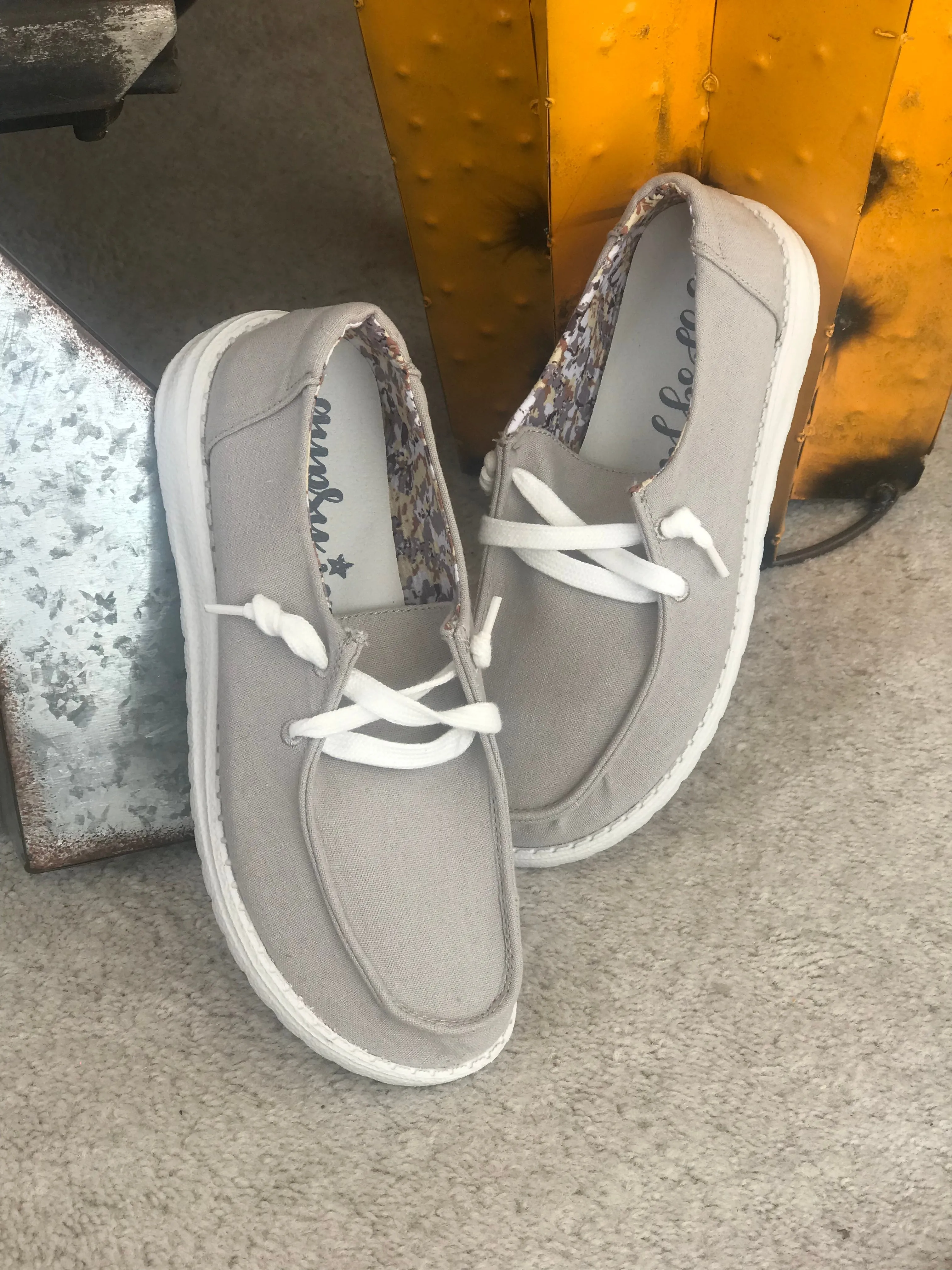 Gray Canvas Boat Shoe