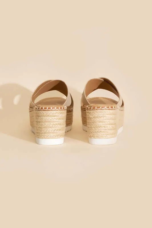 Height-S-Raffia Platform Slides Wedges Sandals