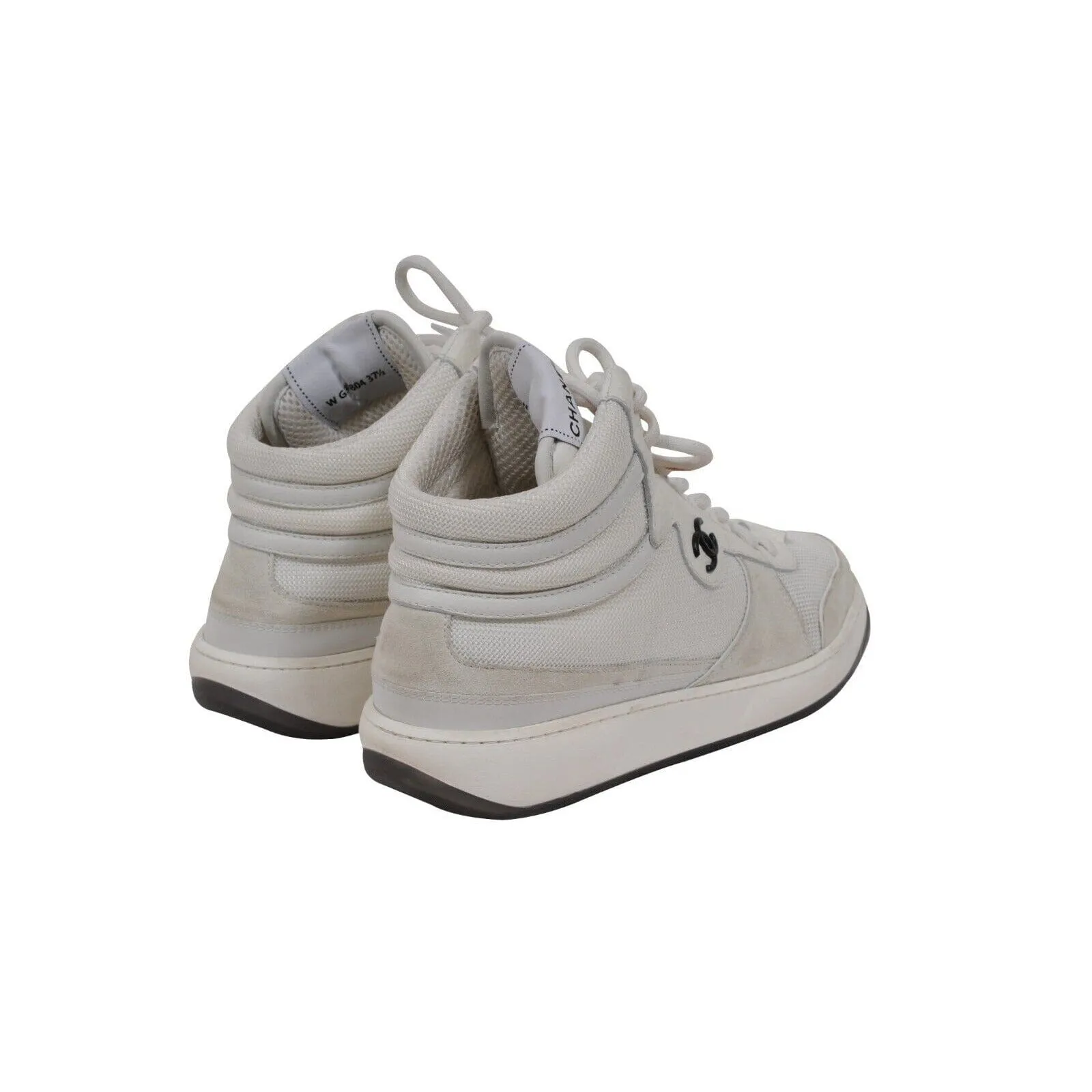 High Top Sneaker US 7.5 EU 37.5 White Leather Interlocking CC Logo