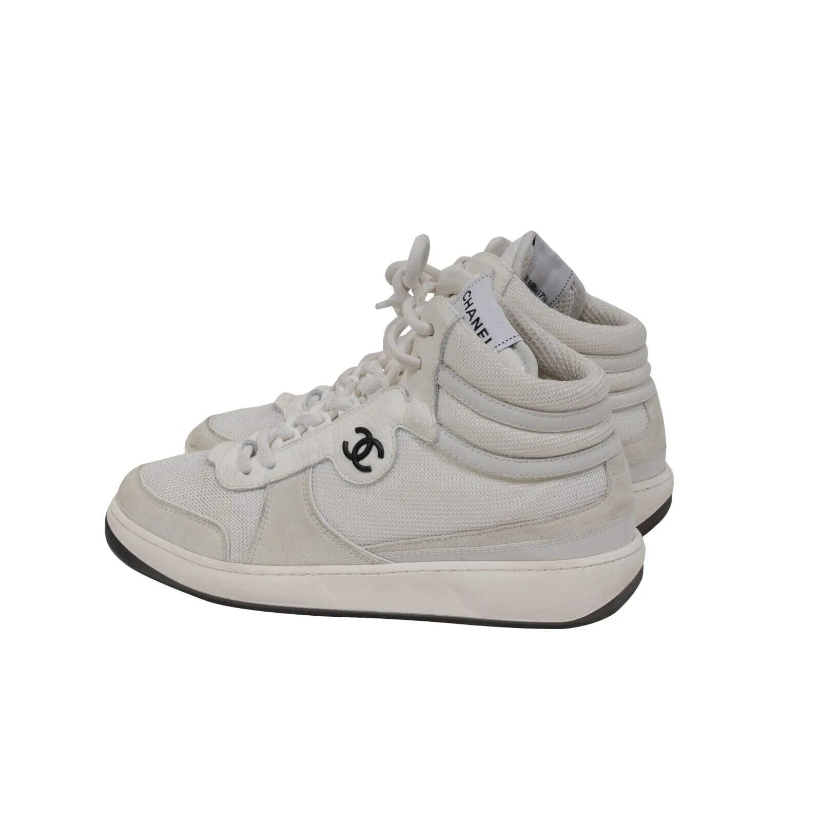 High Top Sneaker US 7.5 EU 37.5 White Leather Interlocking CC Logo