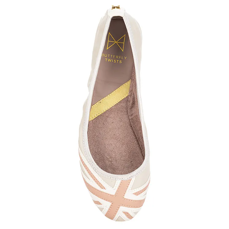 JACQUI Ballet Flat Shoes - Grey/Peach/White