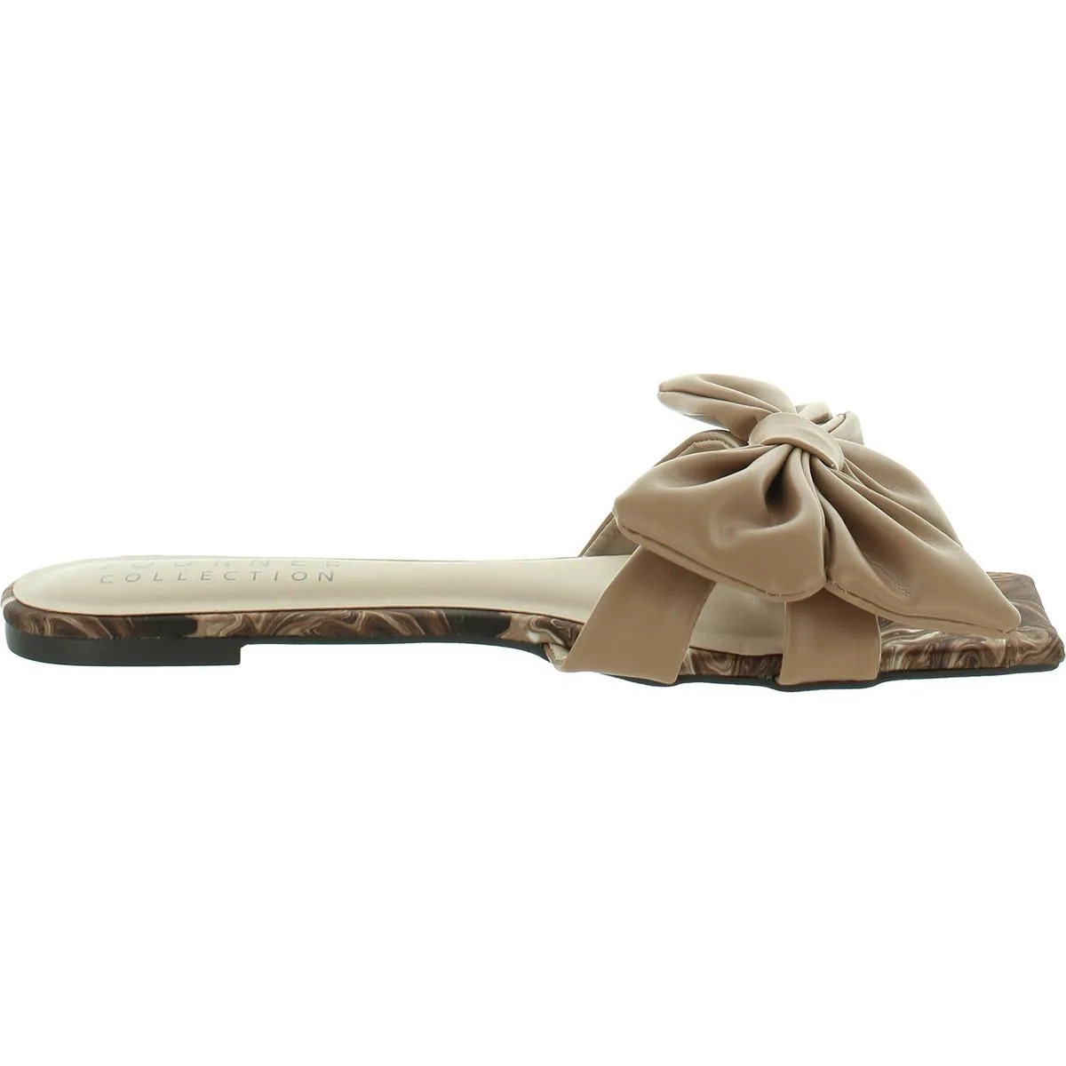 Journee Collection Womens Faux Leather Flat Slide Sandals