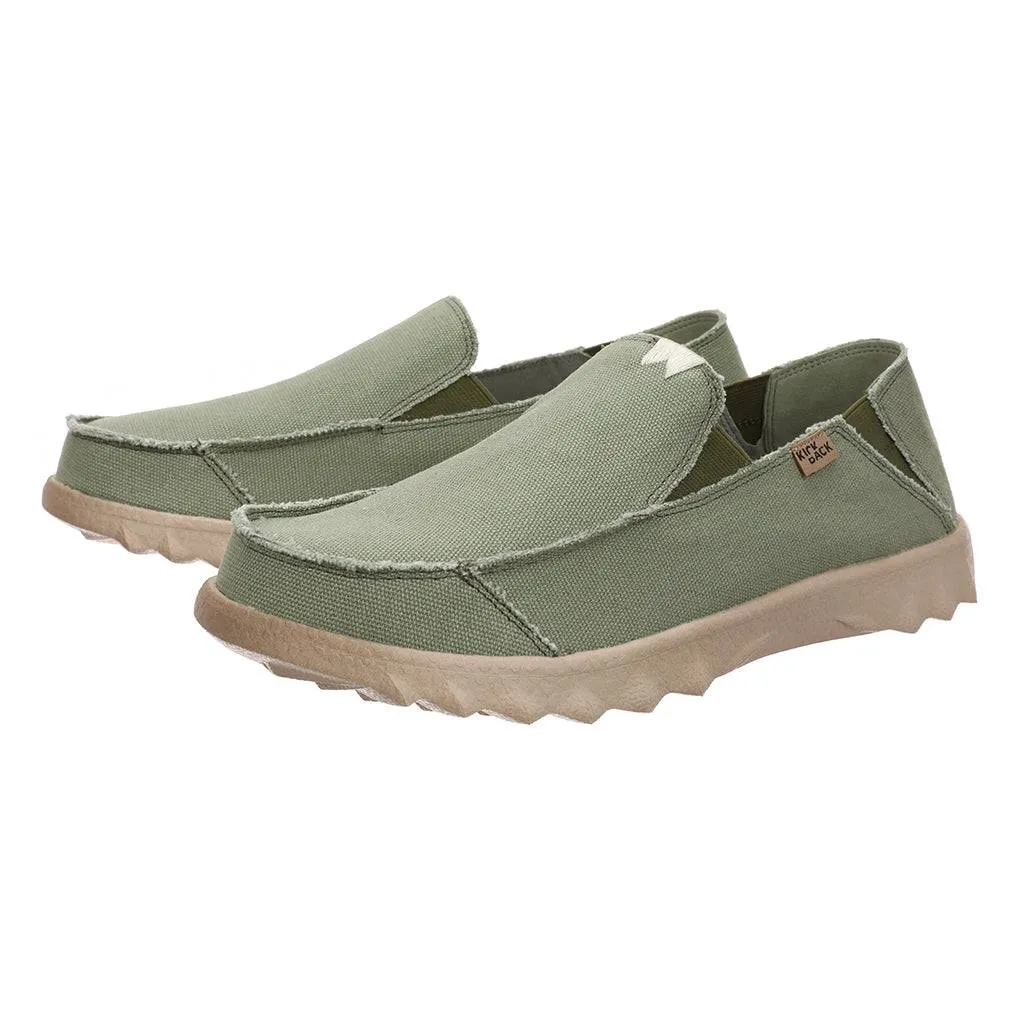 Kickback Couch Mid Green Canvas Mens Slip On Shoes