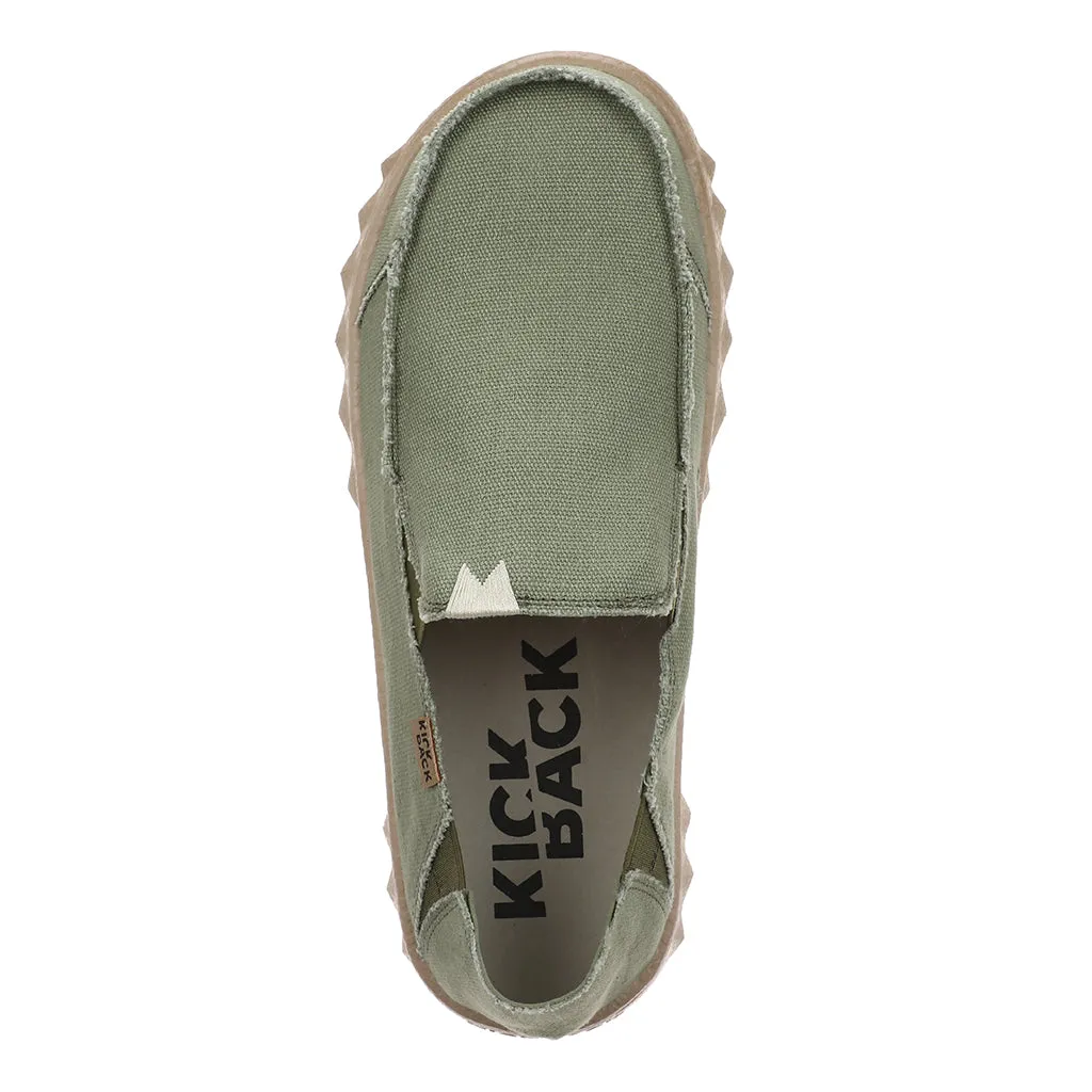 Kickback Couch Mid Green Canvas Mens Slip On Shoes