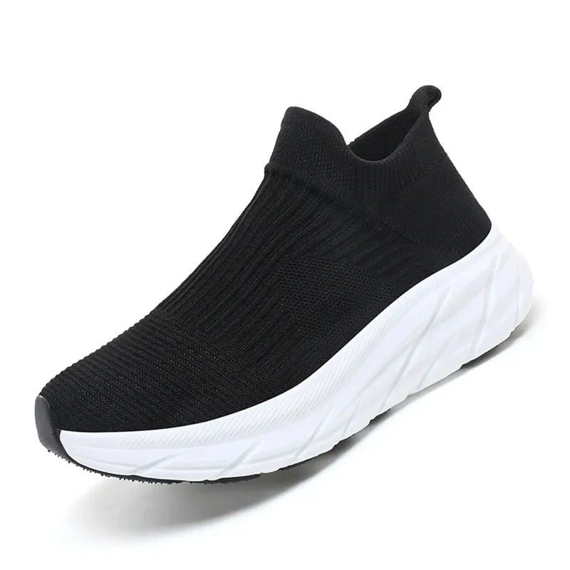 Knit sock slip in slip on flat comfy sneakers