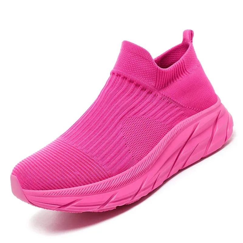 Knit sock slip in slip on flat comfy sneakers