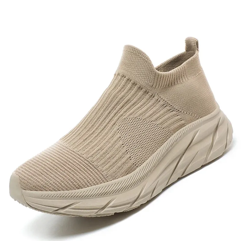 Knit sock slip in slip on flat comfy sneakers