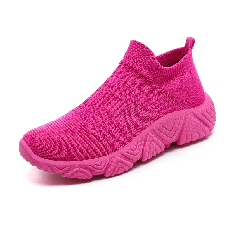 Knit sock slip in slip on flat comfy sneakers