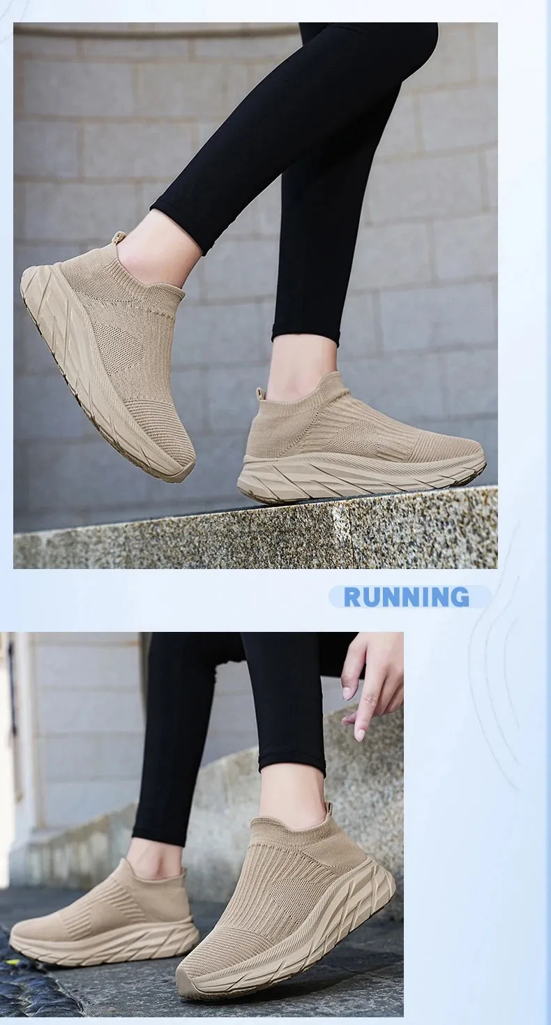 Knit sock slip in slip on flat comfy sneakers