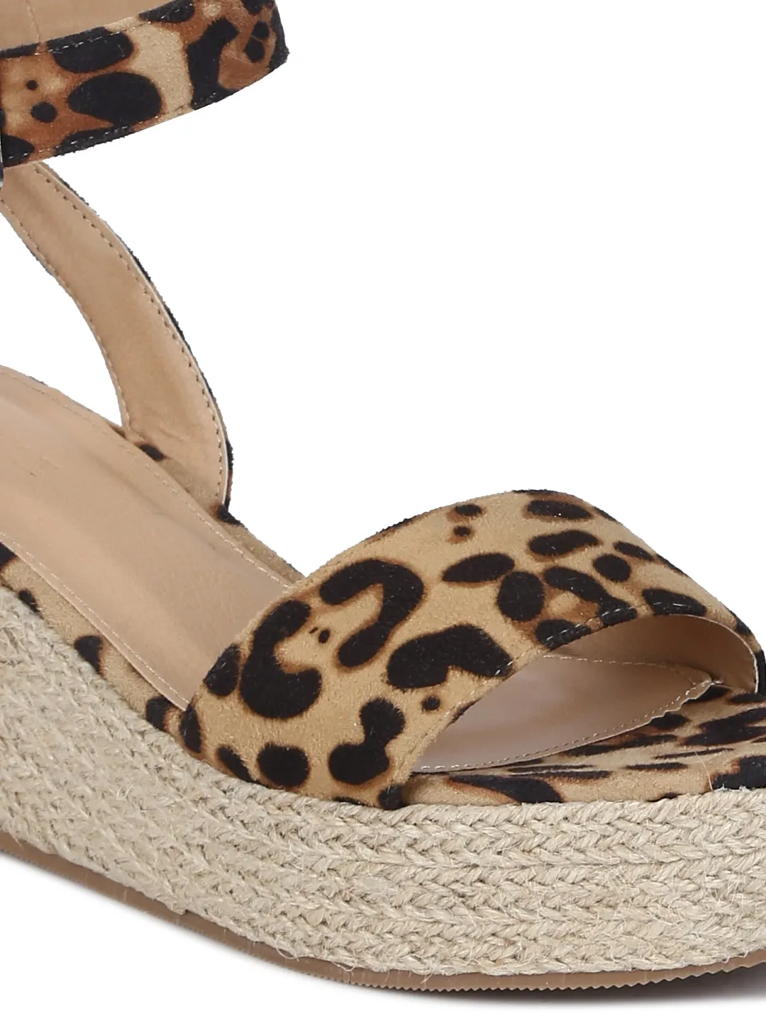 Leopard Micro Jute Platform Wedges