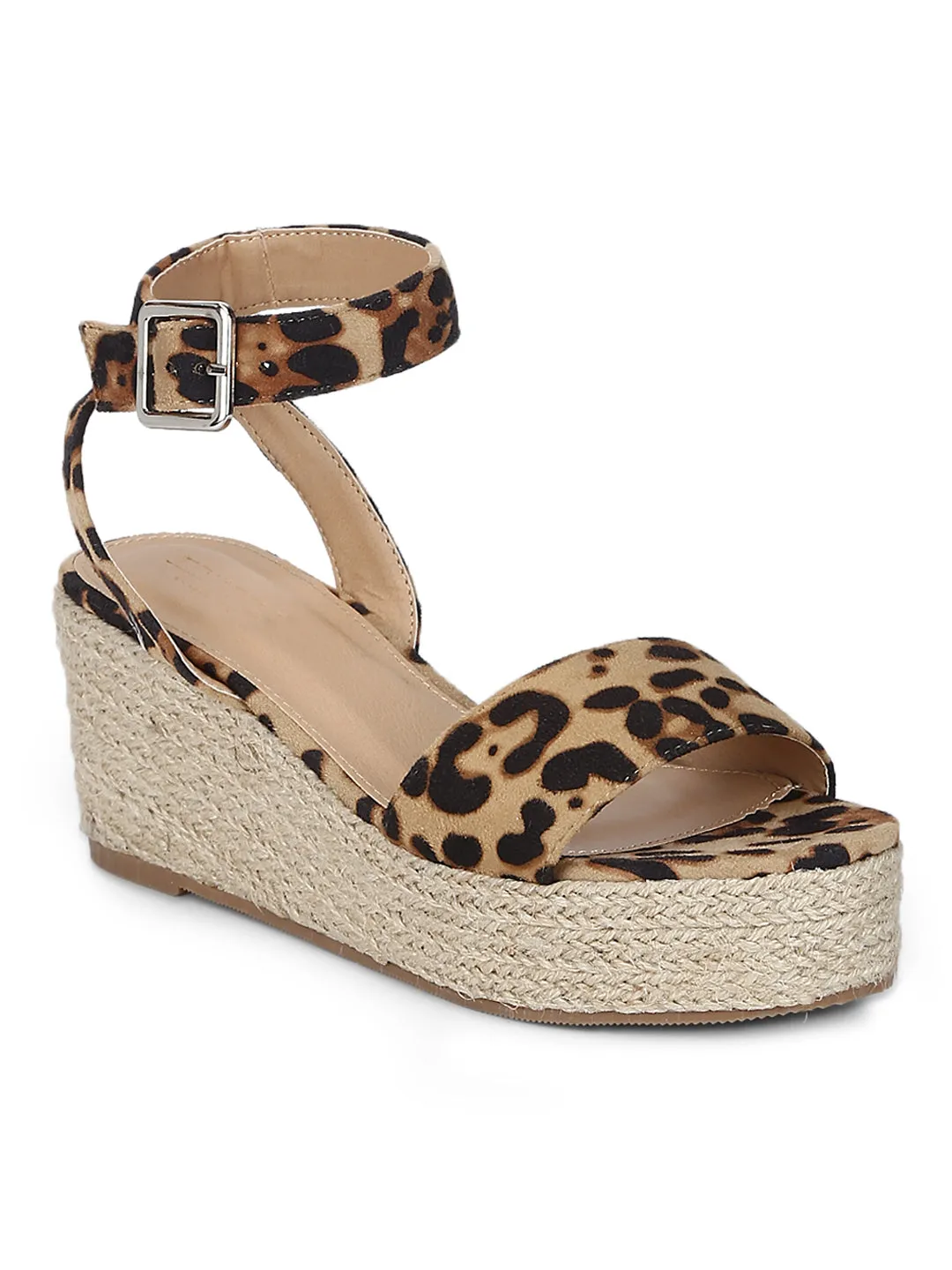 Leopard Micro Jute Platform Wedges