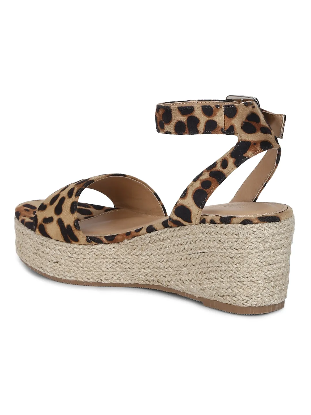 Leopard Micro Jute Platform Wedges