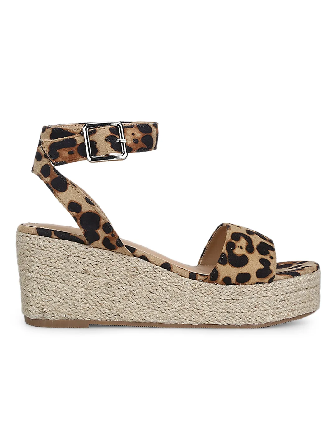 Leopard Micro Jute Platform Wedges