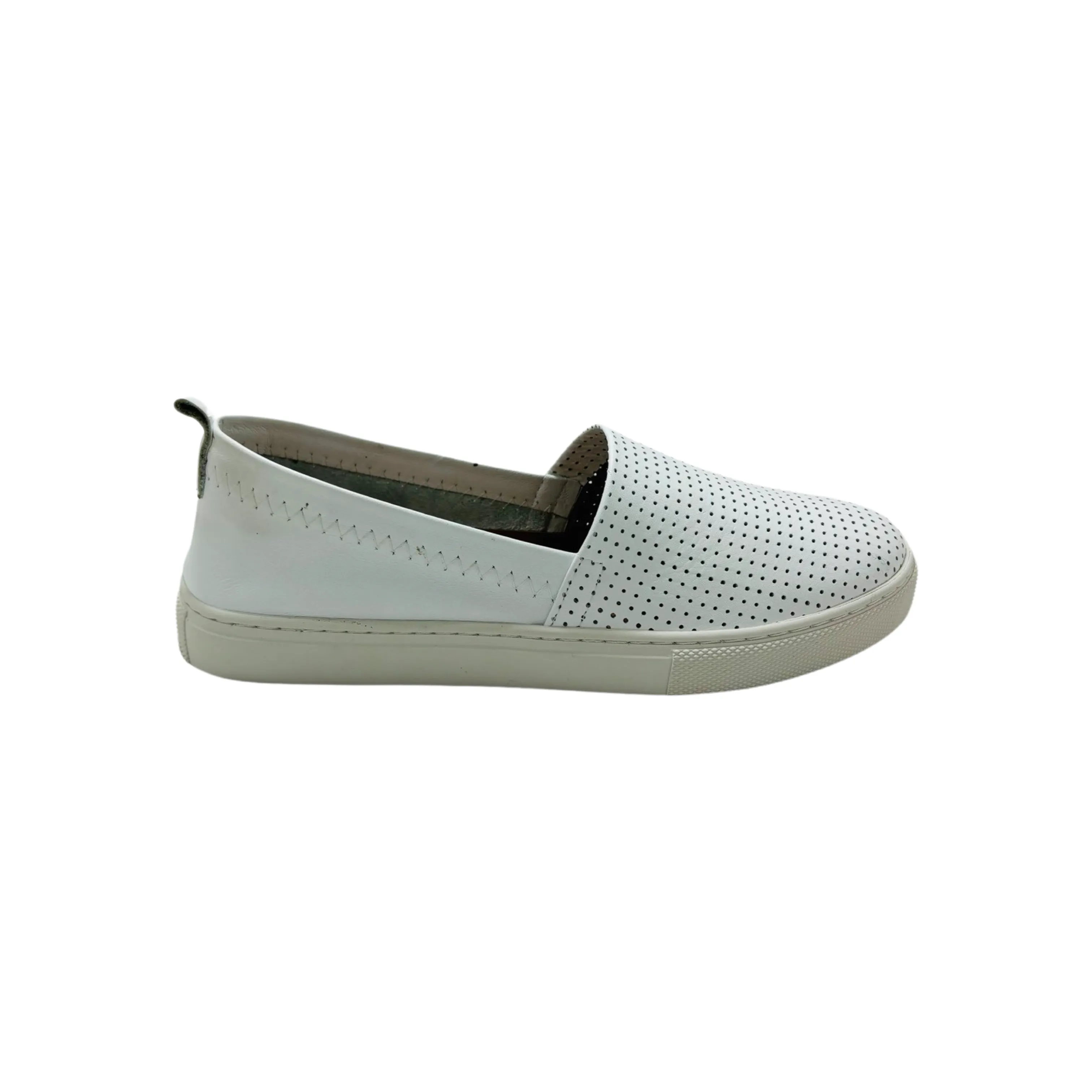 Lila White Leather Slip on